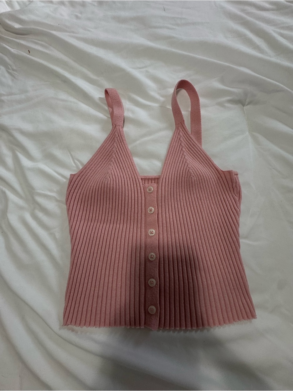 aerie Ribbed Blush Pink Button-Front Cami